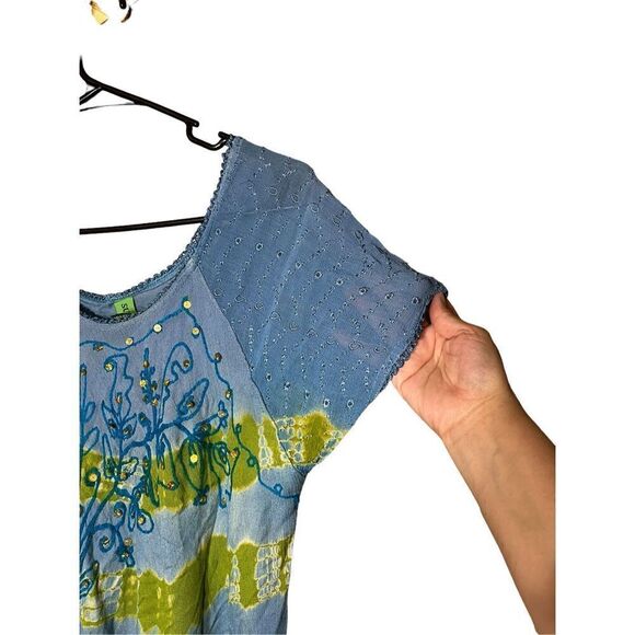 Sunflower‎ Brand Women Free size Sleeveless Blue Green Sequins Pullover Dress - Picture 3 of 10